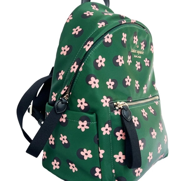 Kate Spade Chelsea Little Better Nylon Backpack Bico Green Multi Daisy Flowers - Picture 3 of 6